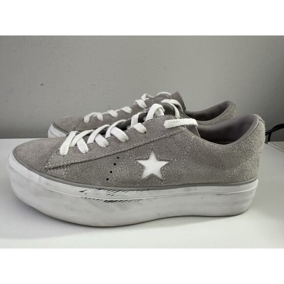 Converse One Star Beige Suede Platform Sneakers Women’s Size 8 - Picture 3 of 10